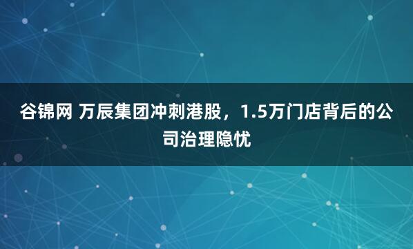 谷锦网 万辰集团冲刺港股，1.5万门店背后的公司治理隐忧