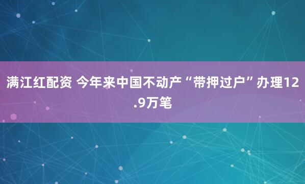 满江红配资 今年来中国不动产“带押过户”办理12.9万笔